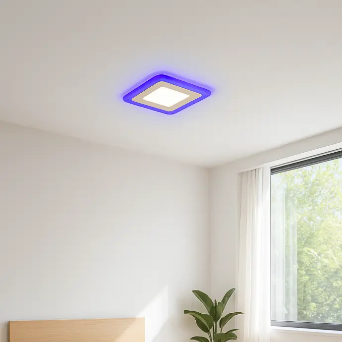 Recessed LED Spot Panel Light - Dual Color, Square, 6W | Lamps.eg